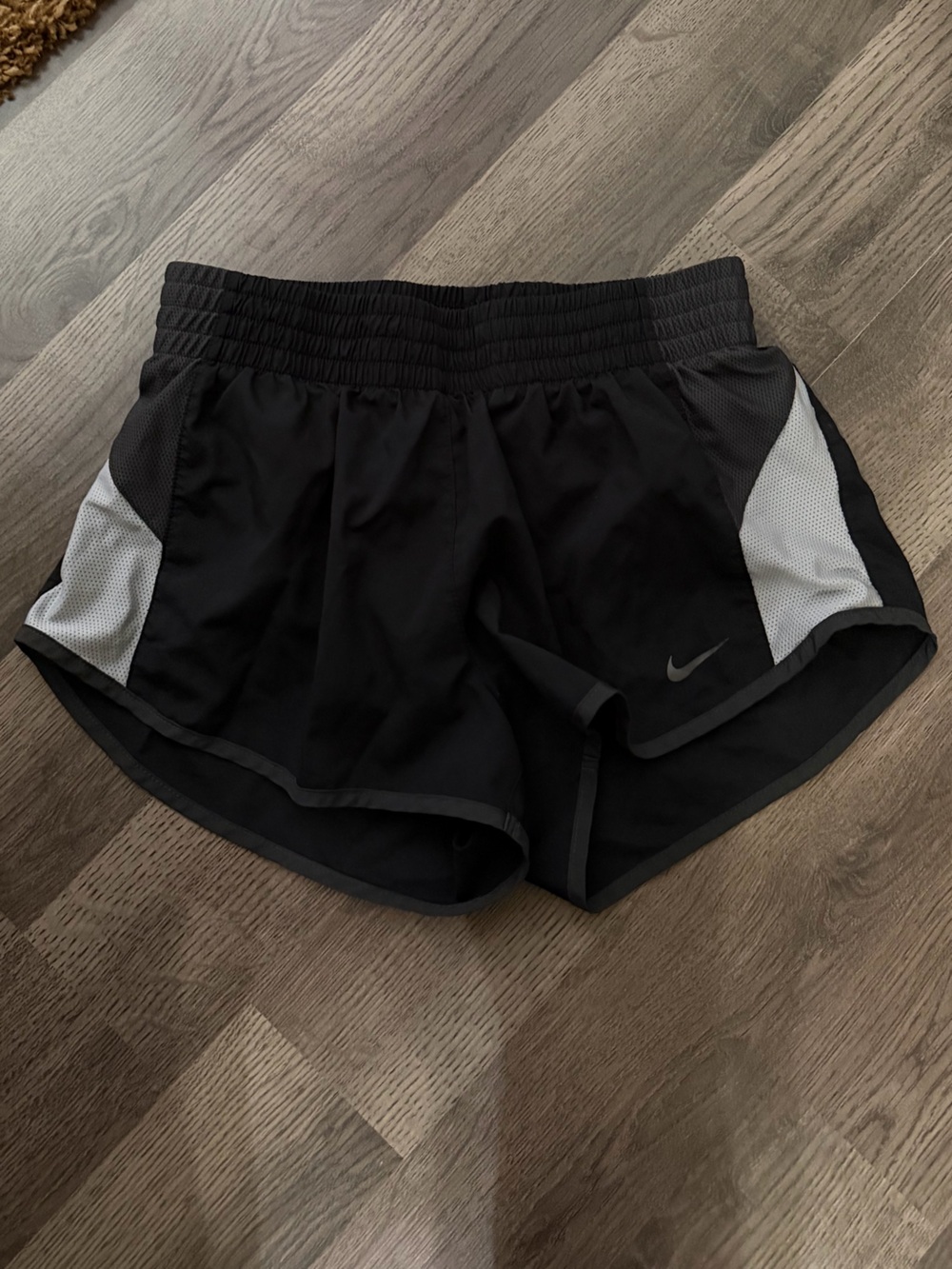 Nike Black Athletic Shorts with Gray Mesh Panels